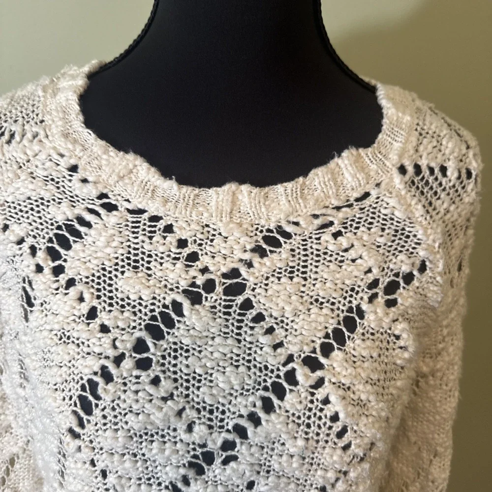 Sweater Open‎ Knit Long Bell Sleeve in Ivory White Kendall & Kylie Size Medium